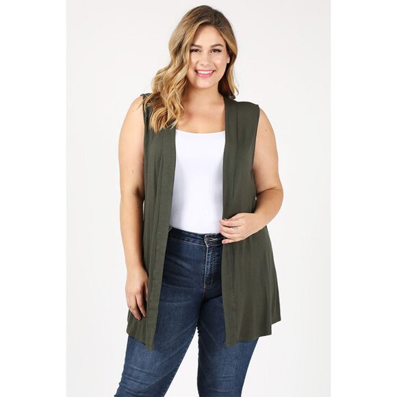 NEW PLUS SIZE CARDIGAN SWEATER VEST 87002X-Denim - Picture 1 of 1